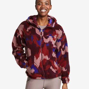 Eddie Bauer we wander fleece full zip hoodie jacket cute! Dark Berry XXL Warm!